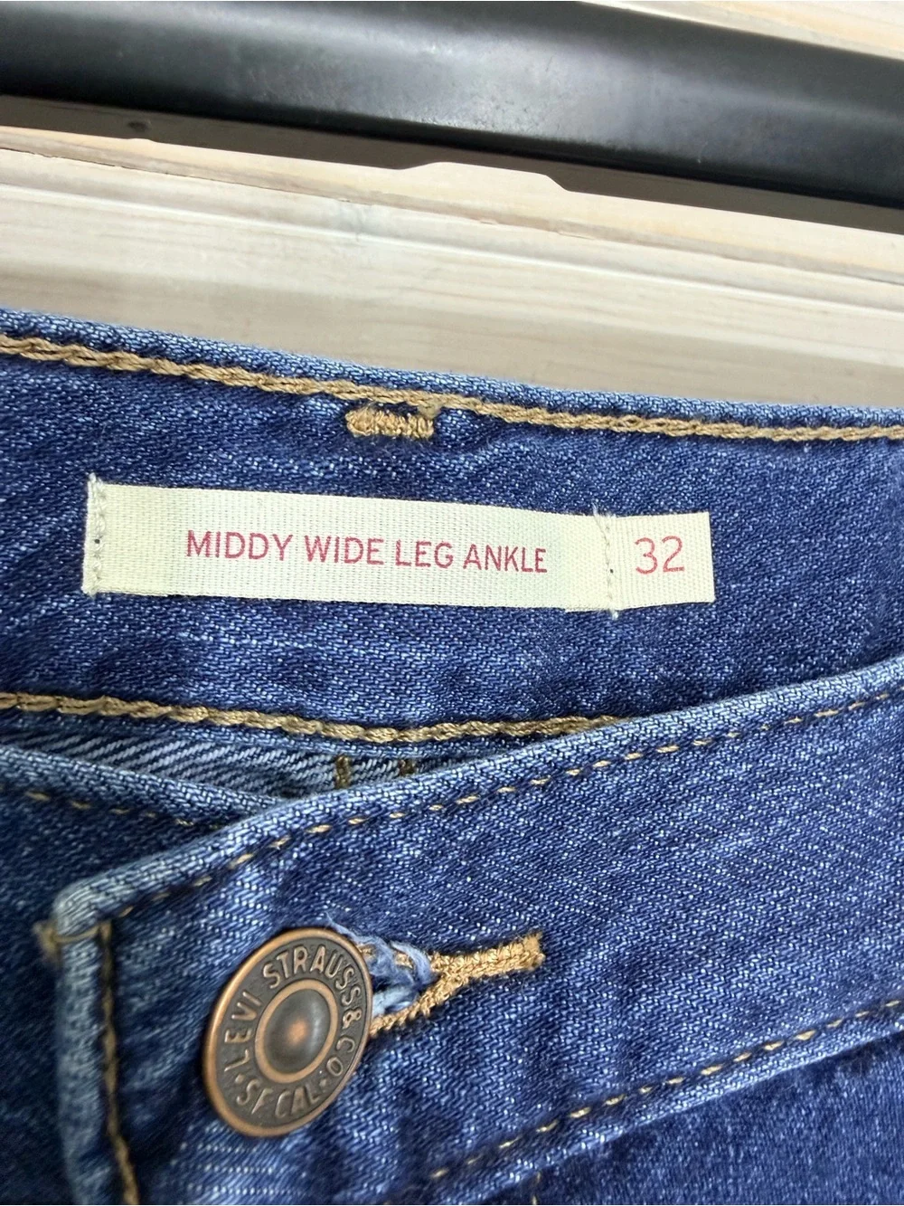 Levi's Middy Wide Leg Ankle Jeans in Deep Blue Women’s 14 NWOT - Picture 2 of 12